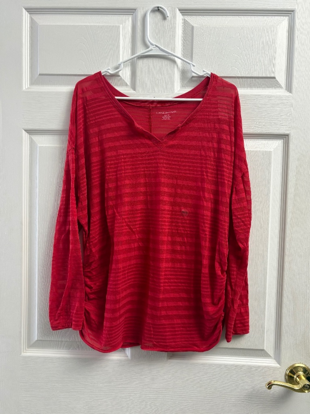 Women's Lane Bryant Red Ruched Side Long Sleeve Top